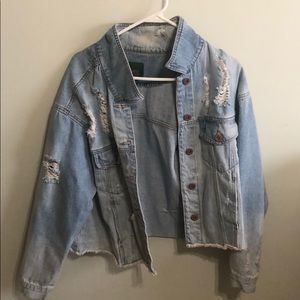Distressed jean jacket